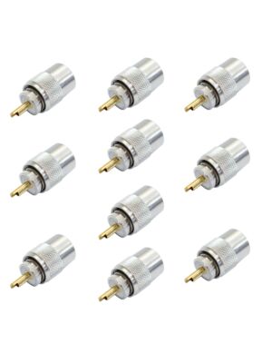 Set of 10 PNI PL259 plugs for RG58 cable, gold central pin 9 mm