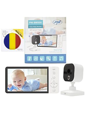 Video Package Baby Monitor PNI BM500 Screen 5 Inch Wireless 2.4GHz and Sticky Pad Flag