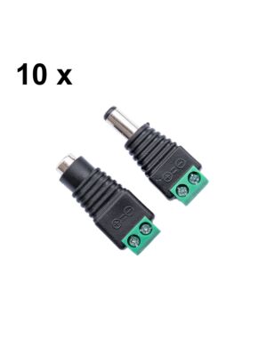 Set of 10 pieces of PNI M02 female/male power plugs for surveillance systems