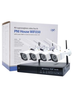 Video surveillance kit PNI House WiFi550 NVR and 4 wireless cameras, 1.0MP