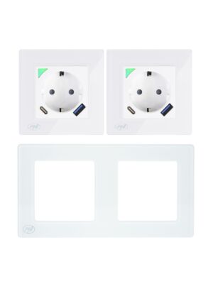 PNI SmartHome WP202 WiFi double smart socket kit with recessed mounting frame, internet control