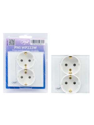 PNI WP222W simple x2 built-in socket with white glass frame