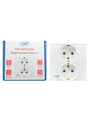 PNI WP222W simple x2 built-in socket with white glass frame