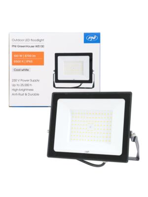LED reflector PNI GreenHouse WS130 100 W, power supply 230 V, 8700 lm, 6500 K, IP65