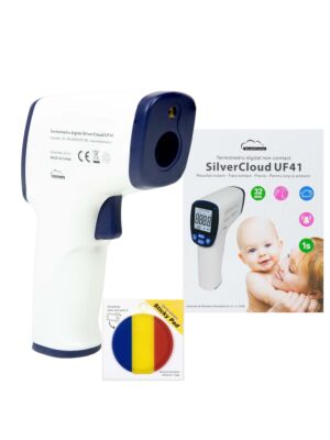 SilverCloud UF41 Digital Thermometer Package for Body and Surfaces with Sticky Pad Flag Included