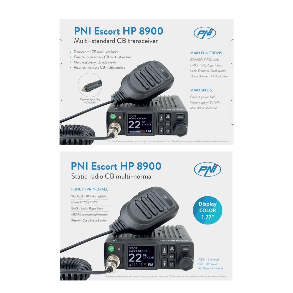 PACK COMPUESTO POR MINI EMISORA DE CB-27 PNI ESCORT HP-6500+ANTENA MAGNETICA PNI ML-145