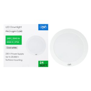 PNI D-Light CL240 24W LED ceiling light, round 29 cm, 6500K, 230V power supply, 2640 lm, white