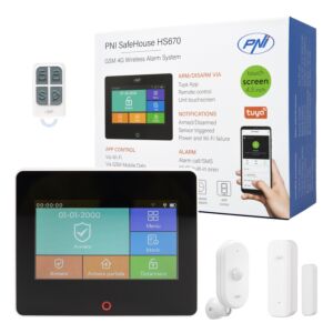PNI SafeHouse HS670 WiFi GSM 4G wireless alarm system, color touch screen, 99 wireless zones, supports 5 phone numbers