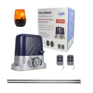 PNI AP800D gate automation kit includes 4m motor rack, photocells, remote control, lamp, 230V develops 1100 N and 8