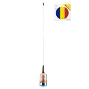 CB antenna package PNI TRUCKER 9000 PL with LED, length 140 cm, 26-28MHz, 1000W with sticky Pad Flag included
