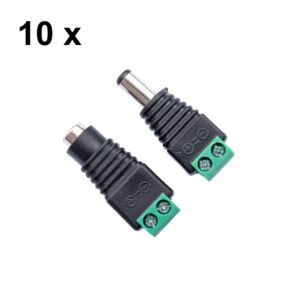 Set of 10 pieces of PNI M02 female/male power plugs for surveillance systems