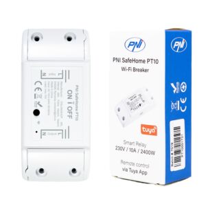 PNI SafeHome PT10 WiFi smart relay, ON / OFF 230V 10A output, internet control, Tuya Smart mobile application