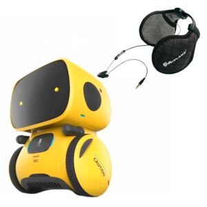 PNI Robo One interactive intelligent robot package, voice control, touch buttons, yellow + Midland Subzero Headphones