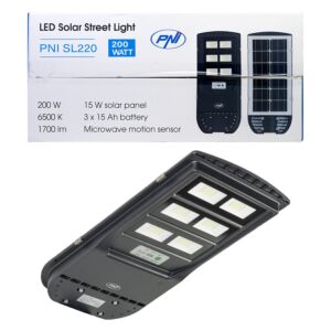 PNI SL220 13W street lighting lamp SL220 13W, with built-in solar panel 15W, 6500K, 1700lm, 3 x built-in 15Ah battery, s
