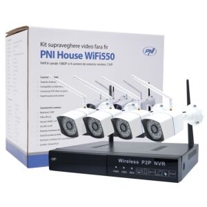 Video surveillance kit PNI House WiFi550 NVR and 4 wireless cameras, 1.0MP