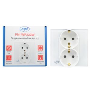 PNI WP222W simple x2 built-in socket with white glass frame