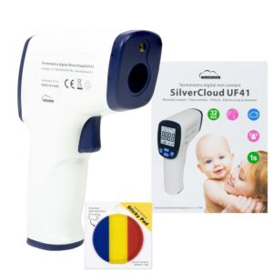 SilverCloud UF41 Digital Thermometer Package for Body and Surfaces with Sticky Pad Flag Included
